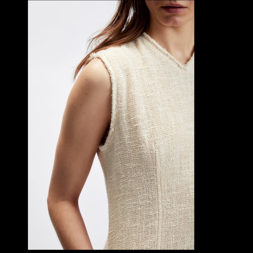 Zara frayed textured midi dress, rustic, neutral - Picture 7 of 12